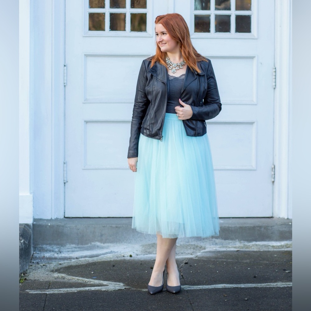 NWT Bailey 44 Light Blue A-Line Tulle Skirt Size L